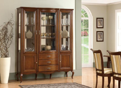 Hochwertige Vitrine Schrank Holz Glas Vitrinen Klassische Italienische Möbel Neu